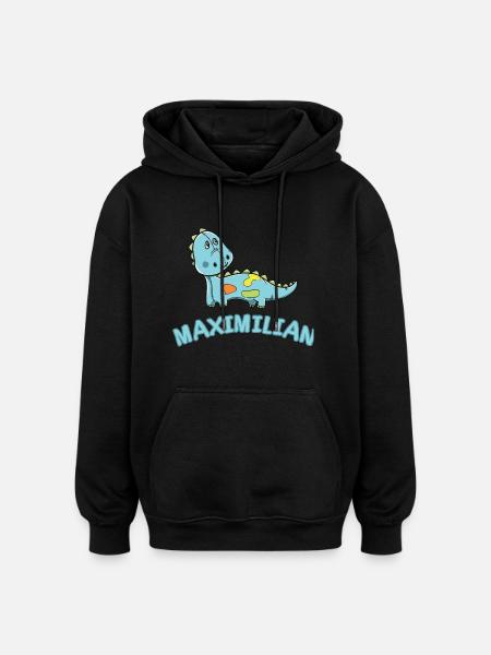 Dinosaurier lustig Kind Maximilian Geschenk Geburt - Oversized Unisex Hoodie - Schwarz