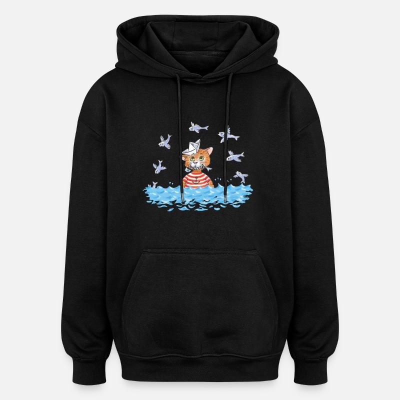 Fish cat - Oversized Unisex Hoodie - black
