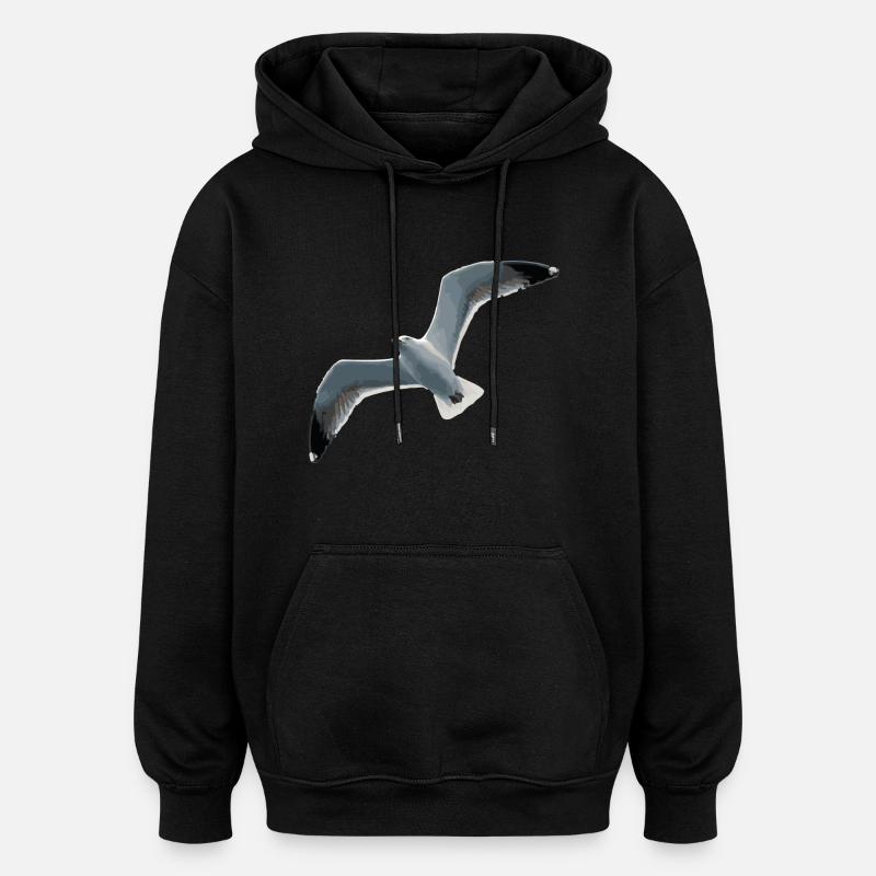 Möwe - Oversized Unisex Hoodie - Schwarz