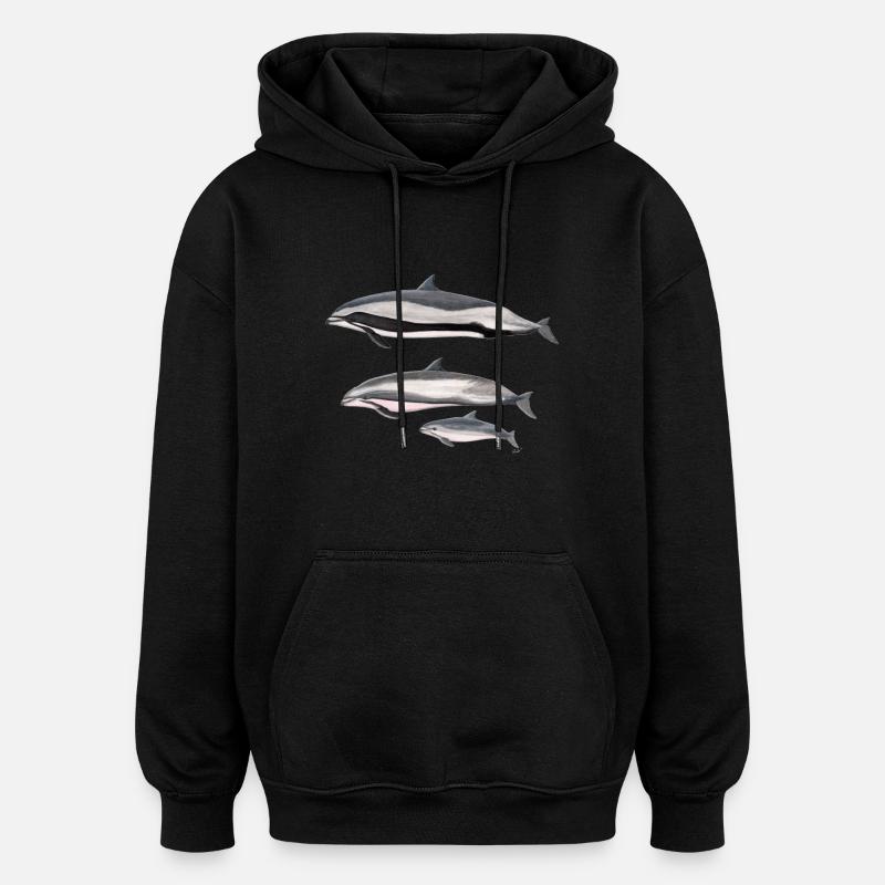 Fraser dolphin - Fraser's dolphin - Dauphin - Oversized Unisex Hoodie - black