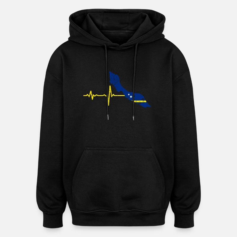 Heartbeat Curaçao cadeau - Sweat à capuche oversize unisexe - noir
