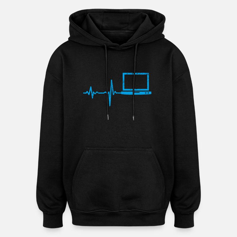 Gift Heartbeat Notebook PC - Oversized Unisex Hoodie - black