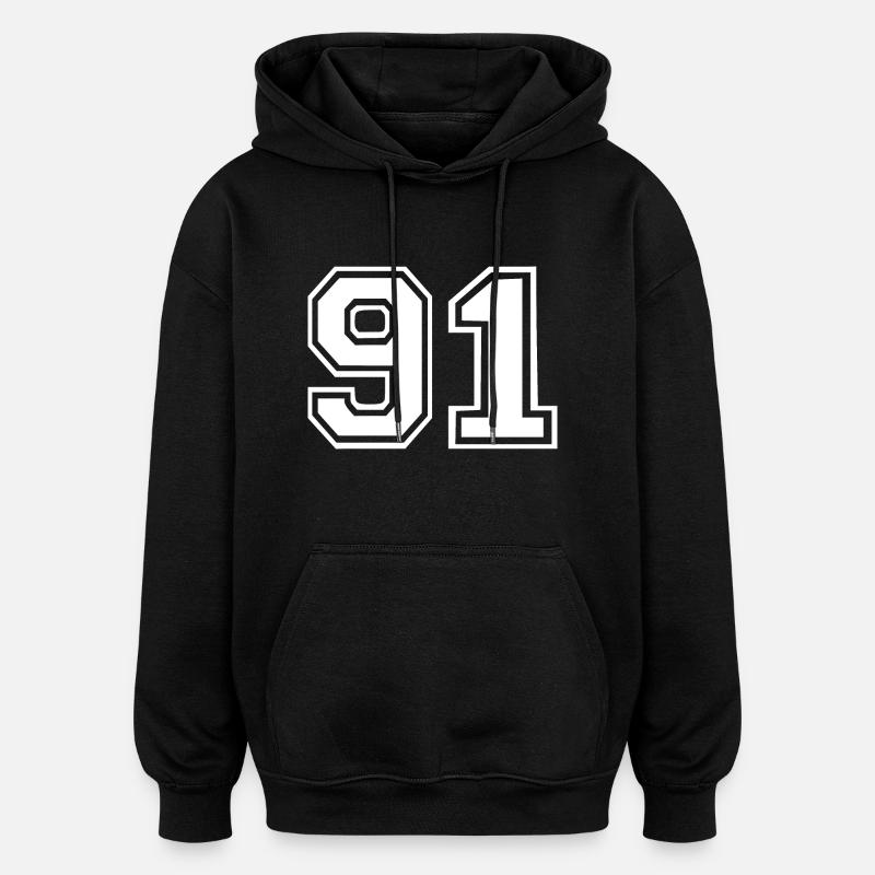 91 - Sweat à capuche oversize unisexe - noir