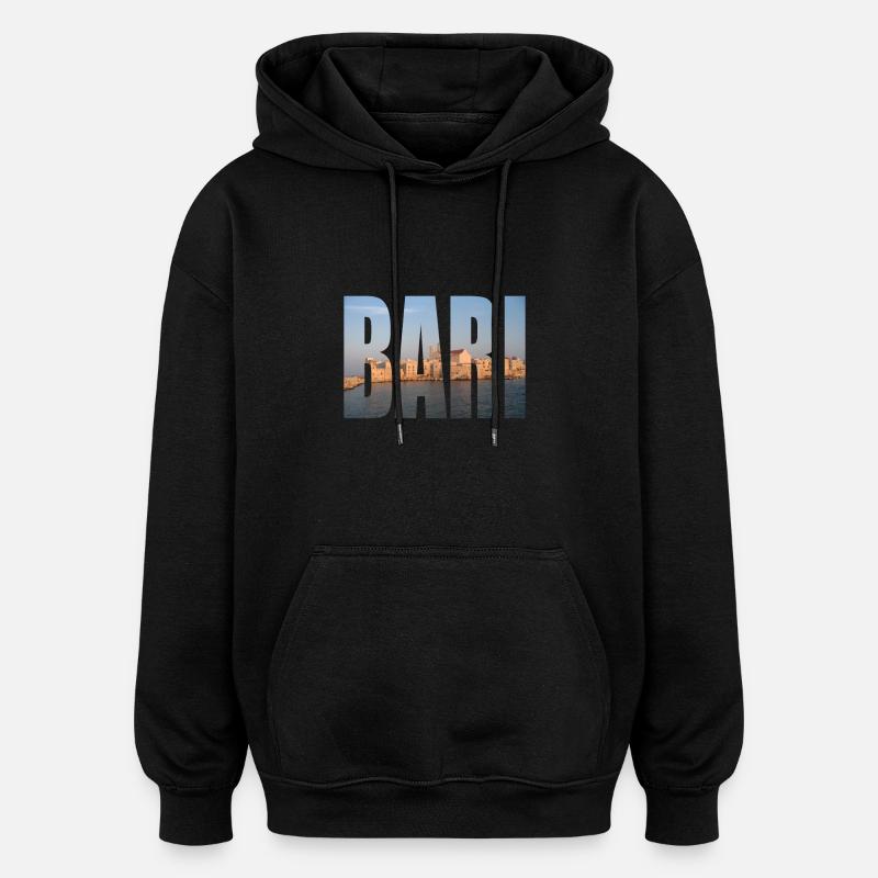 Bari Italie - Sweat à capuche oversize unisexe - noir