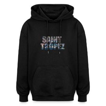 FRANKREICH SAINT TROPEZ - Oversized Unisex Hoodie - Schwarz - Vorne - Noah (186cm)