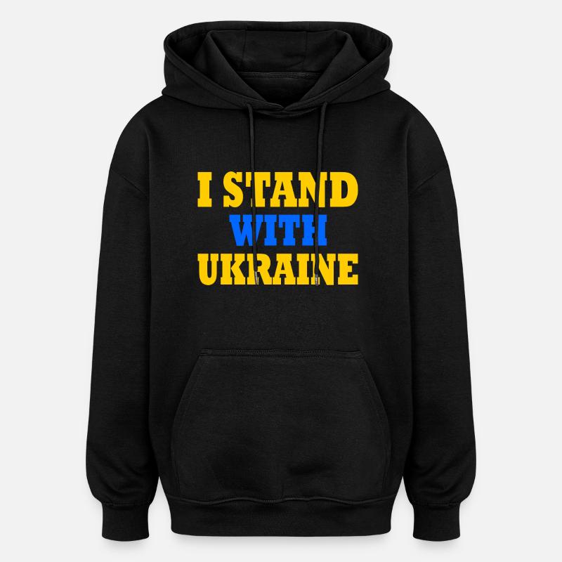 I stand with ukraine - Sweat à capuche oversize unisexe - noir