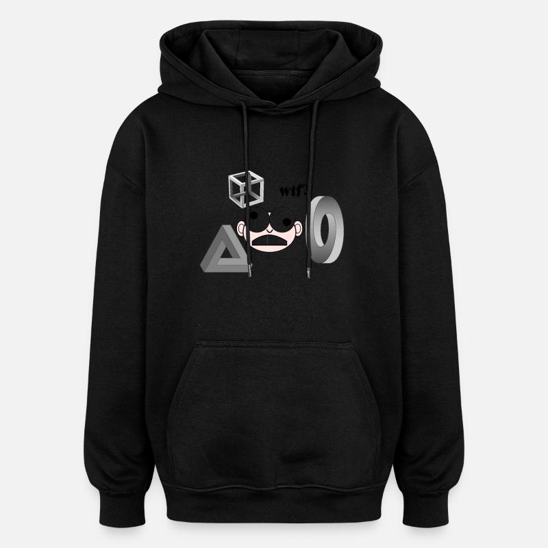 Qu'est-ce qui se passe ici? - Sweat à capuche oversize unisexe - noir