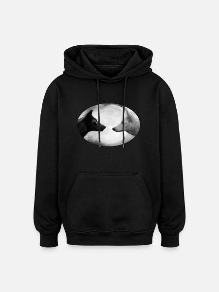 Wolf - Oversized Unisex Hoodie - black