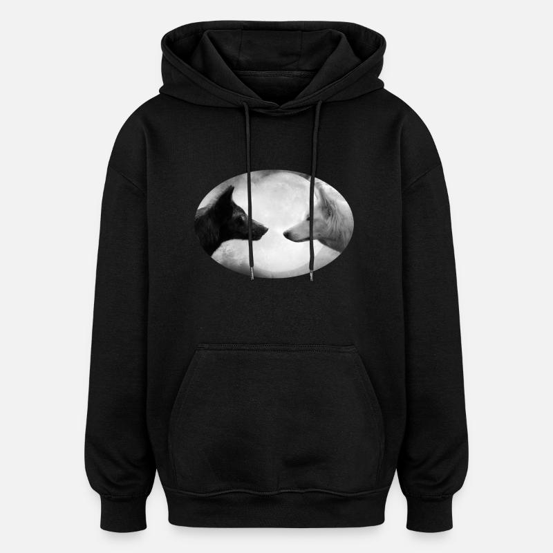 loup - Sweat à capuche oversize unisexe - noir