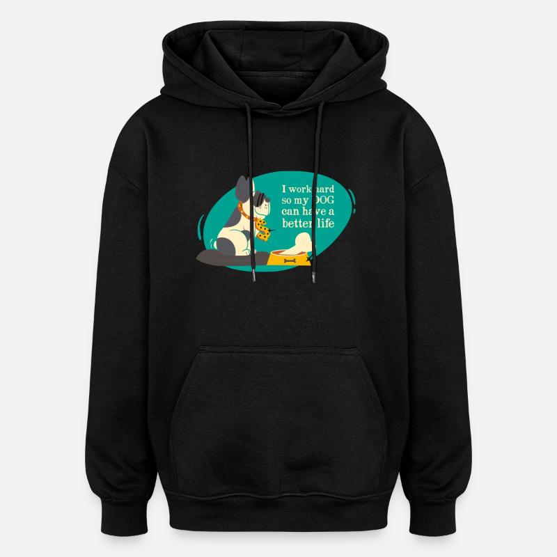chien - Sweat à capuche oversize unisexe - noir