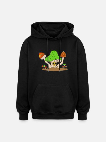 mushroom party - Oversized Unisex Hoodie - black