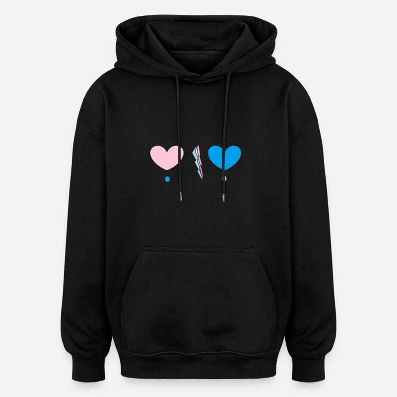 Deux coeurs - Sweat à capuche oversize unisexe - noir