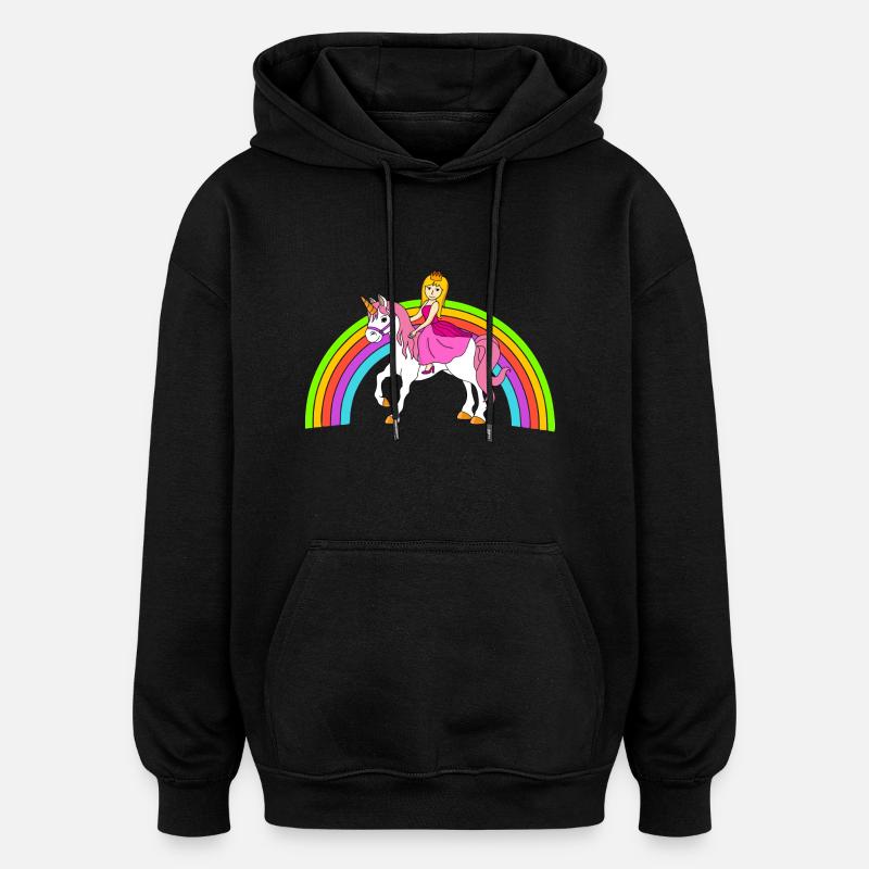 licorne - Sweat à capuche oversize unisexe - noir