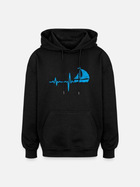 Gift heartbeat sailing - Oversized Unisex Hoodie - black