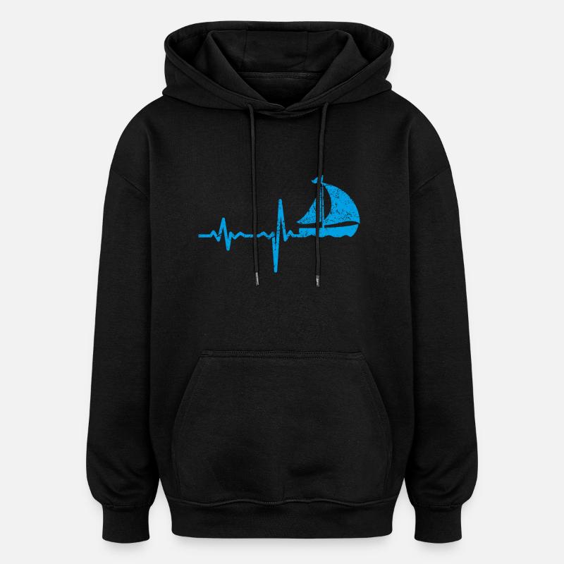 Cadeau Heartbeat Voile - Sweat à capuche oversize unisexe - noir