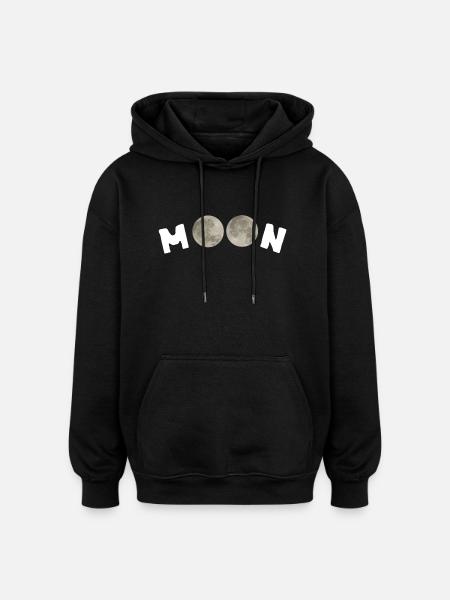 Moon - Oversized Unisex Hoodie - Schwarz