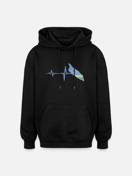Heartbeat Aruba gift - Oversized Unisex Hoodie - black