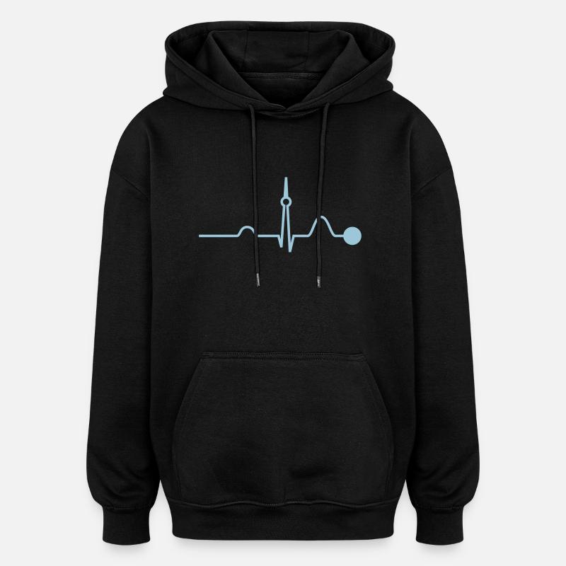 Berlin Heartbeat (Vector) - Sweat à capuche oversize unisexe - noir