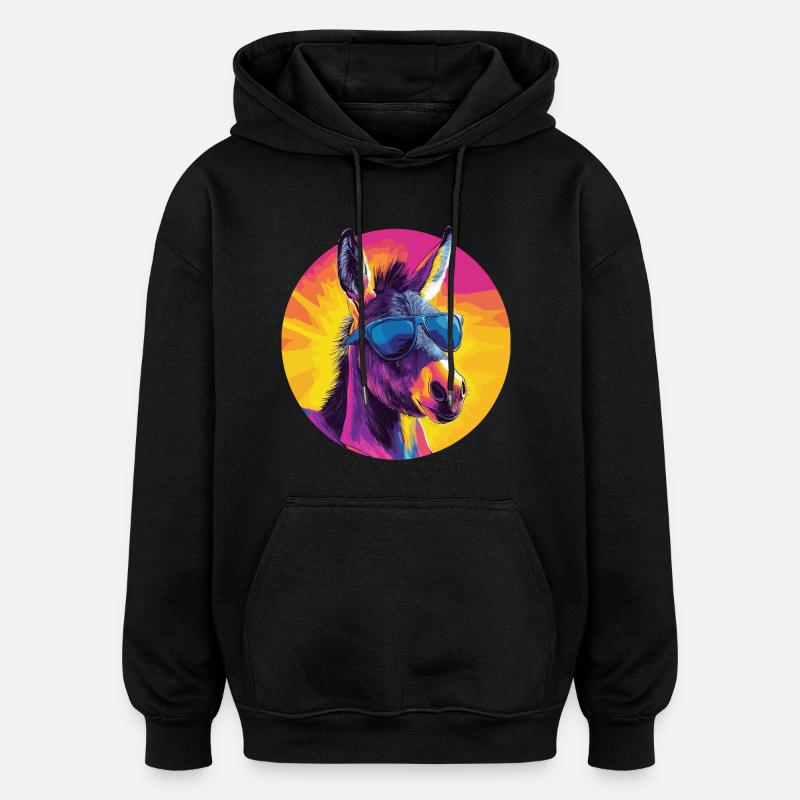 Cool donkey with sunglasses - Oversized Unisex Hoodie - black