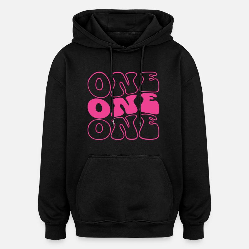 Én 1-års dag for jenter 1 år - Oversized unisex-hettegenser - svart