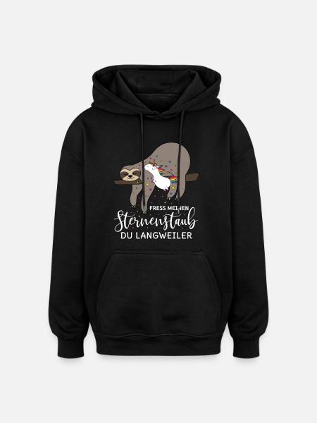 Sloth unicorn siger at spise min stardust - Oversize unisex hoodie - sort