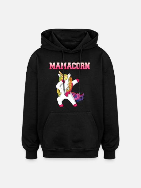 Mamacorn - Sweat à capuche oversize unisexe - noir