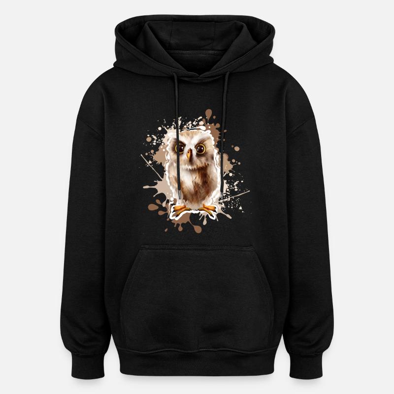 Eule - Oversized Unisex Hoodie - Schwarz