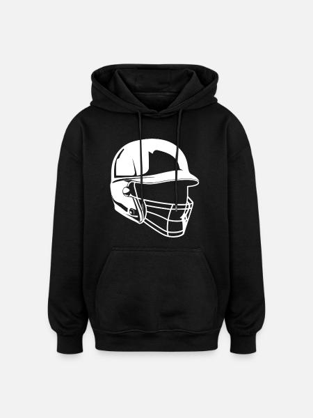 Baseball Helmet Drawing - Oversized Unisex Hoodie - black