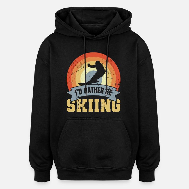 Le dicton du skieur - Sweat à capuche oversize unisexe - noir