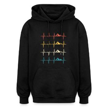 Nageur Natation Heartbeat Swim - Sweat à capuche oversize unisexe - noir - Devant - Noah (186cm)