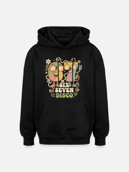 Retrofest 6-7 Discobollspresent Rolig Söt - Oversized luvtröja unisex - svart