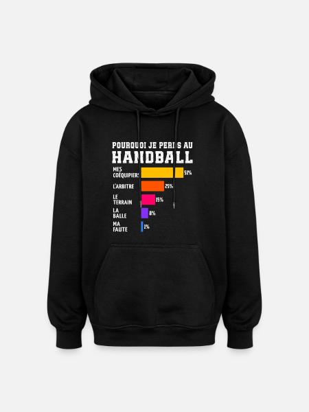 Why I Lose at Handball - Oversized Unisex Hoodie - black