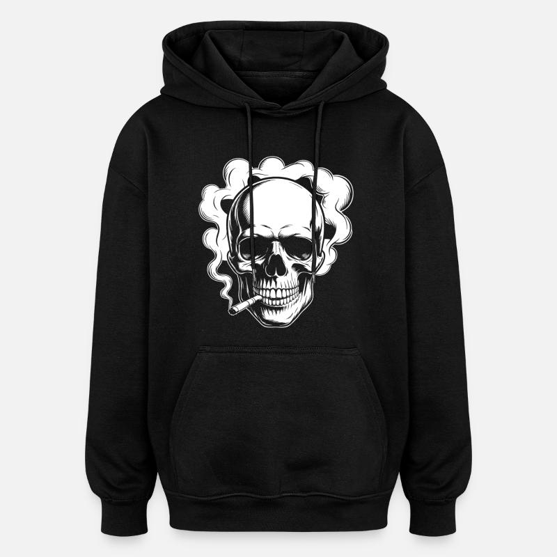 Smoking Skull Design - Oversized Unisex Hoodie - black