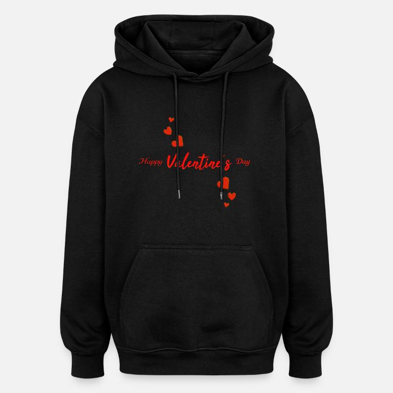 Joyeuse Saint-Valentin - Sweat à capuche oversize unisexe - noir