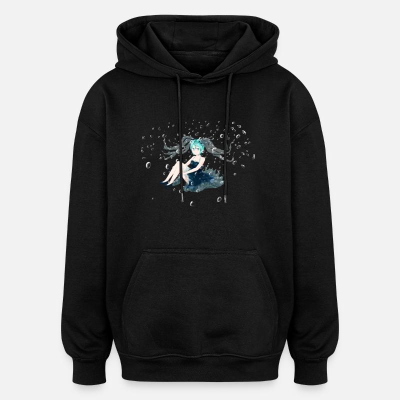 Eau Miku OC - Sweat à capuche oversize unisexe - noir