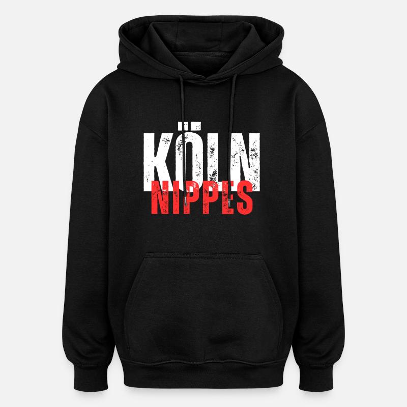 Nippes blanc rouge - Sweat à capuche oversize unisexe - noir
