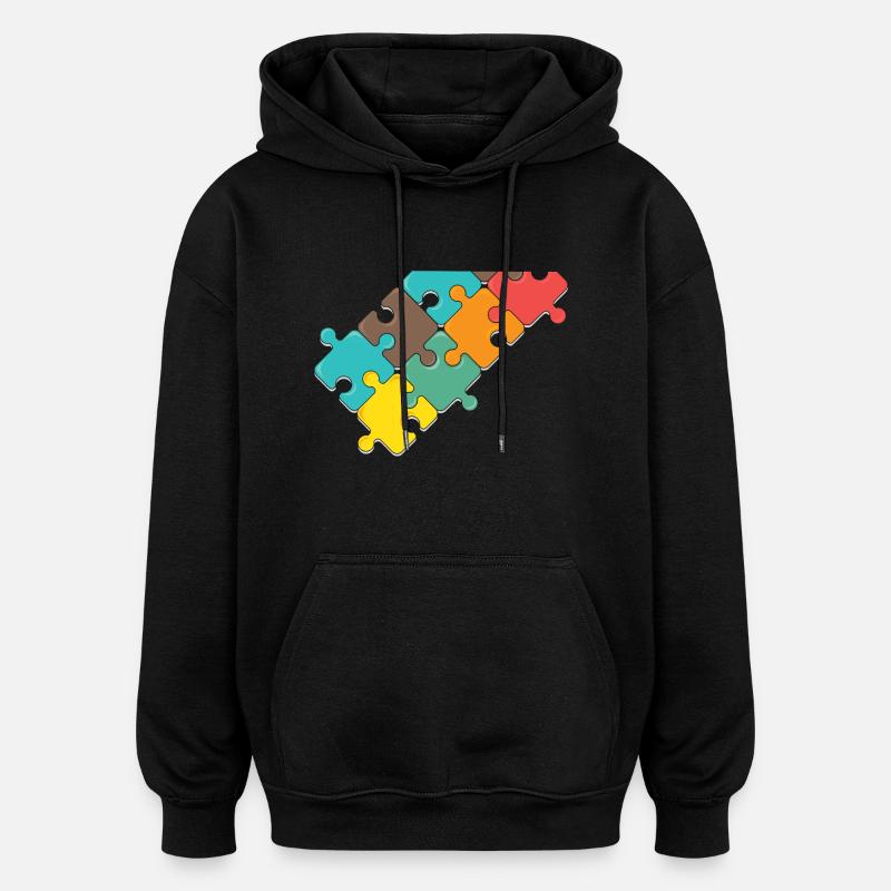 bunt Puzzel design Puzzelteil - Oversized Unisex Hoodie - Schwarz