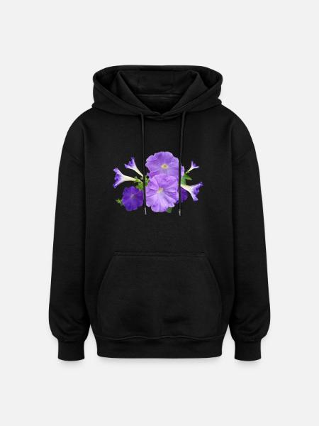 petunia petunia kwiaty kwiaty ogrodowe - Bluza z kapturem oversize typu unisex - czarny