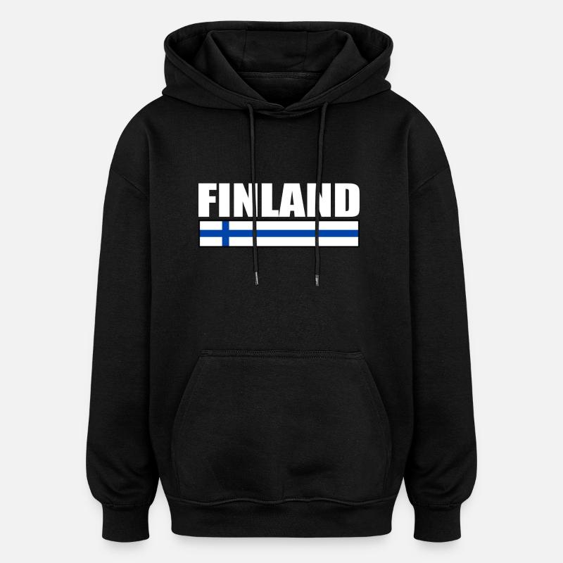 FINLANDE DRAPEAU FINLANDAIS - Sweat à capuche oversize unisexe - noir