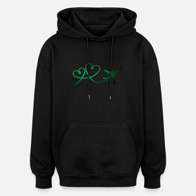 Aviateur d'avion avec coeur - Sweat à capuche oversize unisexe - noir