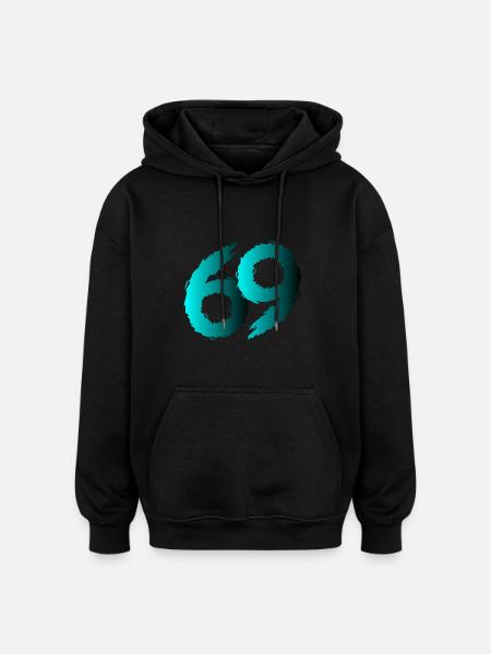 69 symbol number sixty nine - Oversized Unisex Hoodie - black