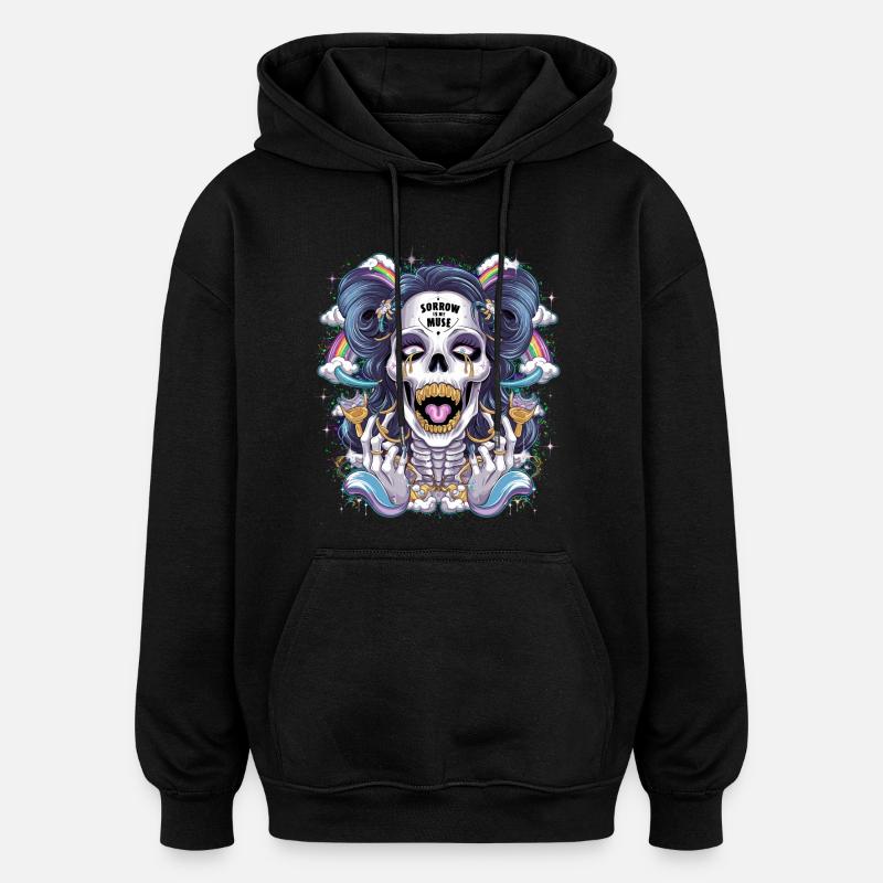 Glitzernder Skelettschädel mit Regenbogen - Oversized Unisex Hoodie - Schwarz