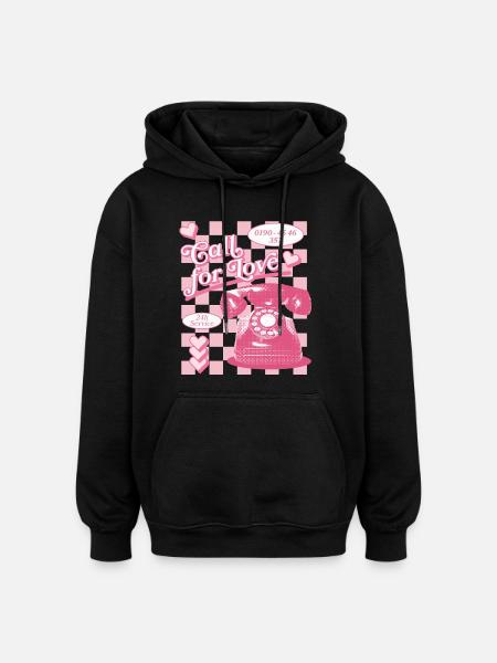 Call for Love Hotline Aesthetics - Oversized Unisex Hoodie - black