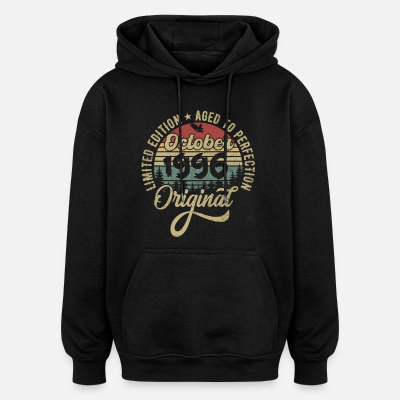 Octobre 1996 Anniversaire Octobre 1996 Octobre - Sweat à capuche oversize unisexe - noir