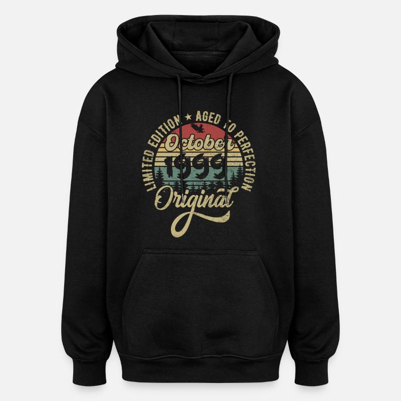 Octobre 1999 Anniversaire Octobre 1999 Octobre - Sweat à capuche oversize unisexe - noir