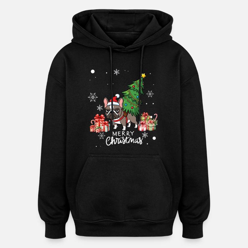 Chien Noël - Sweat à capuche oversize unisexe - noir
