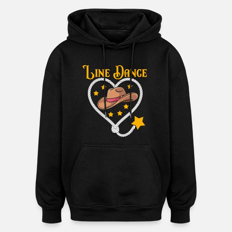 Line Dance Heart Hat - Oversized Unisex Hoodie - black
