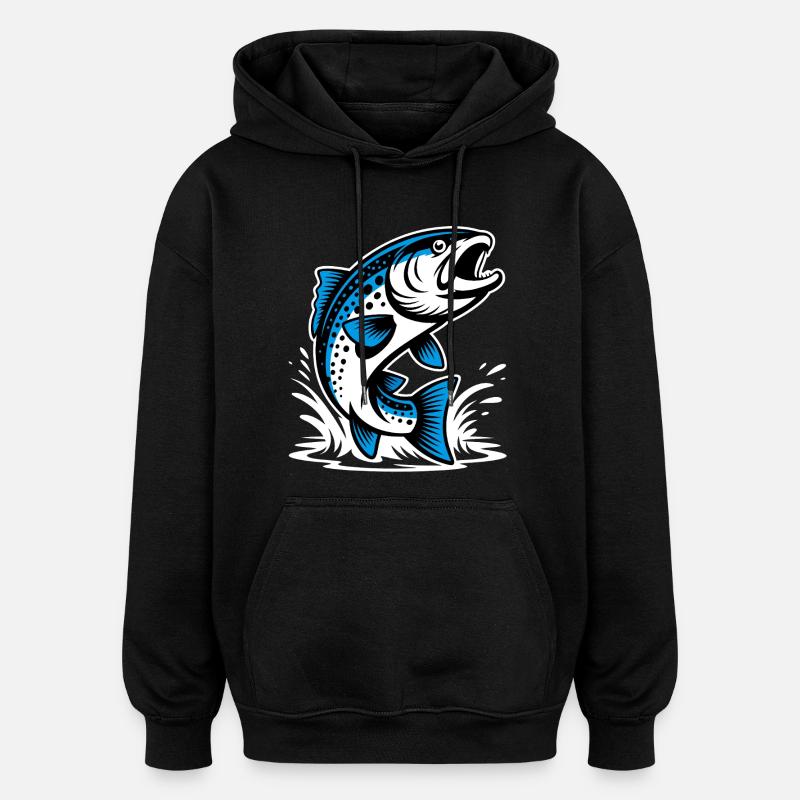 Truite sauteuse - Sweat à capuche oversize unisexe - noir