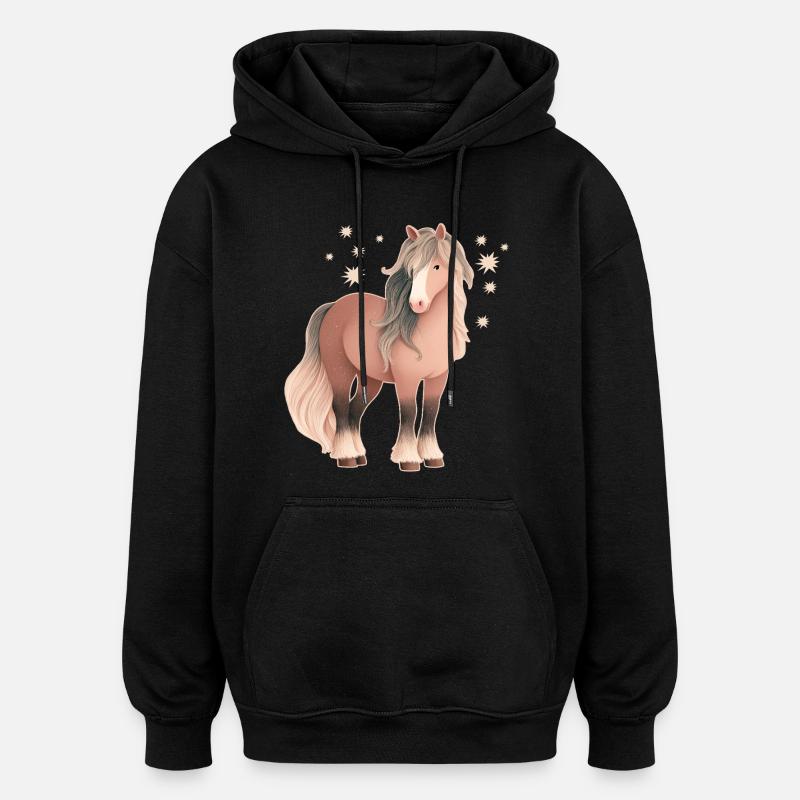Cheval avec des étoiles - Sweat à capuche oversize unisexe - noir