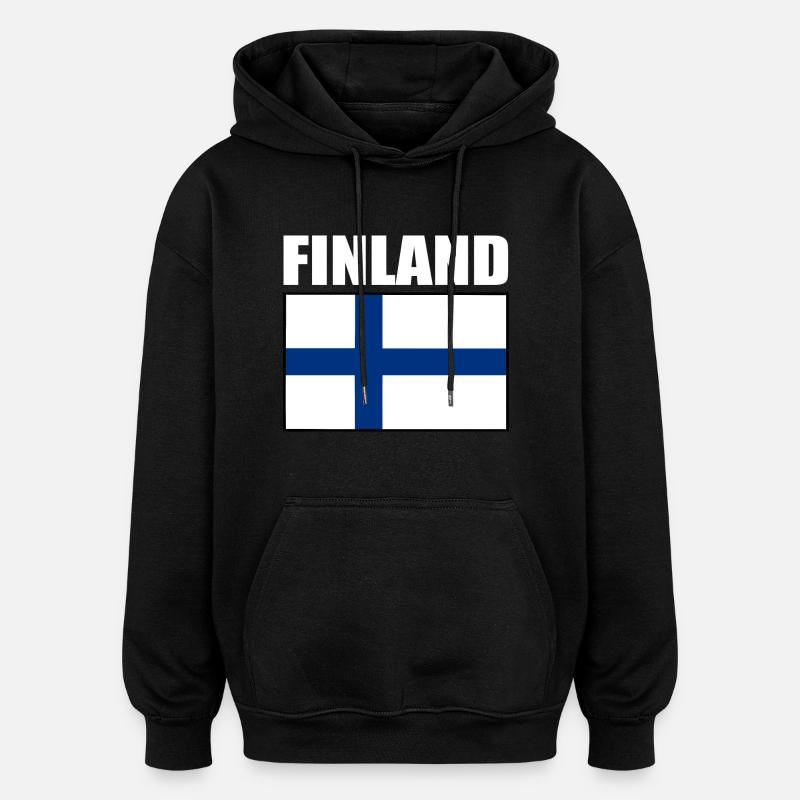 FINLANDE DRAPEAU FINLANDAIS - Sweat à capuche oversize unisexe - noir